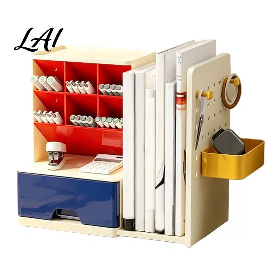 Adjustable Bookends for Book Pen Organizer with Retractable And Pegboard Multi-Functional Angled Makeup Student Dormitory Desk Accessories