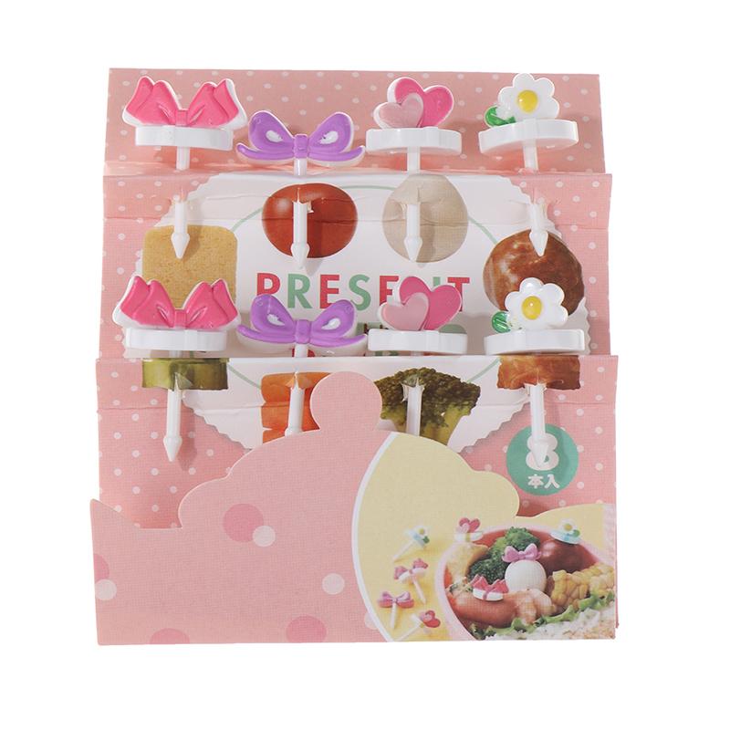 

8 шт. фруктовая вилка из пищевого пластика, мини-мультяшный детский торт, фруктовая зубочистка, бенто-ланч, аксессуары для бенто, украшение для вечеринки