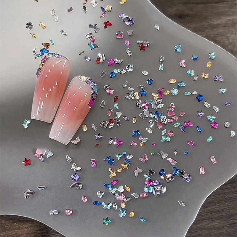 1440Pcs Multi-Shape Mixed Resin Rhinestones Nail Charms Shiny Flat Back Diamonds Gems Diy Nail Art Decorations