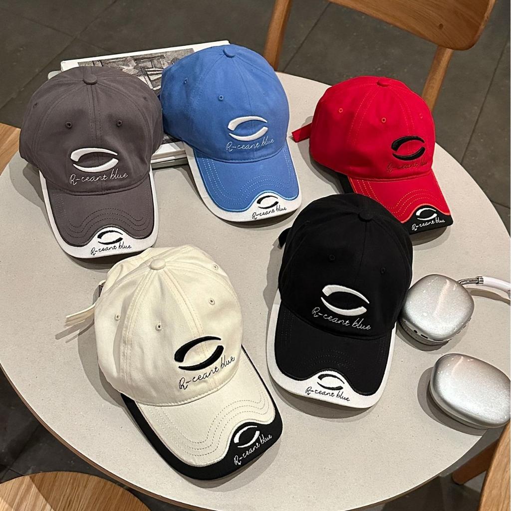 New Men and Women Baseball Cap Splicing Color Big Head Circumference Baseball Cap Outdoor Embroidered Sun Hat