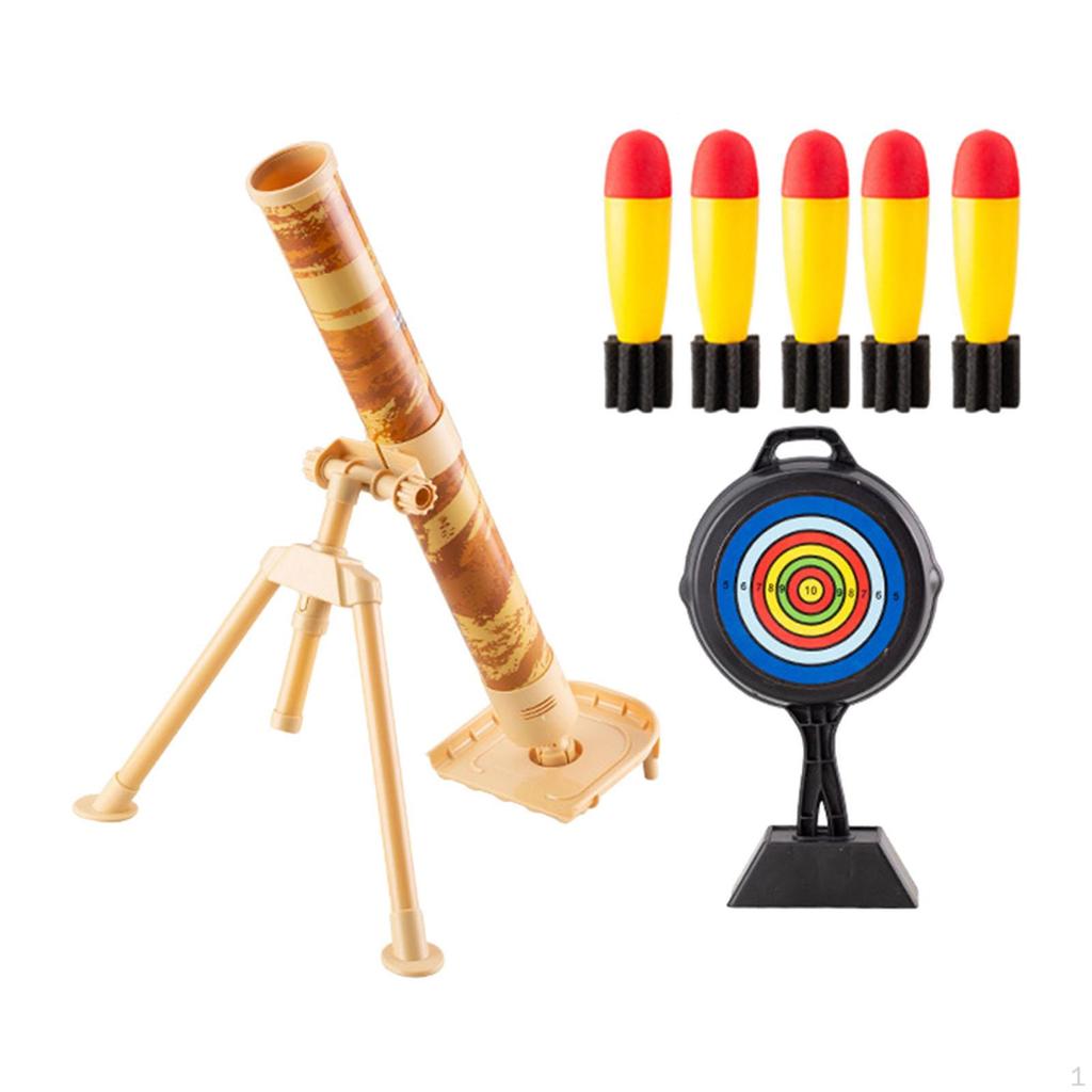 Mortar Launcher Playset Rocket Set with 5 Foam Shells, Soft, for 6-12 Years Old
