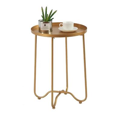 Nordischer goldener Schmiedeeisen Klappkaffeetisch Wohnzimmer Sofa Beistelltisch Scheibe abnehmbar Esszimmer klein WF926