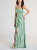 European and American evening dresses women's waist design, thin off-the-shoulder sexy suspender slit American dress