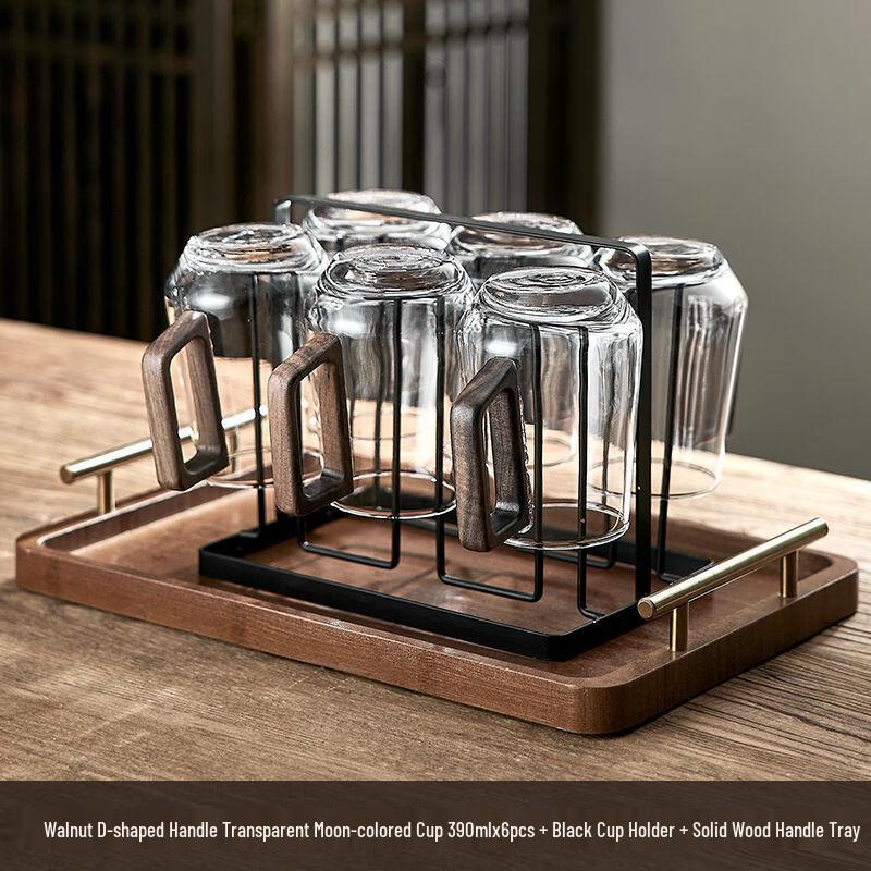 

OLOEY 8-Piece Walnut Handle Glassware Set
