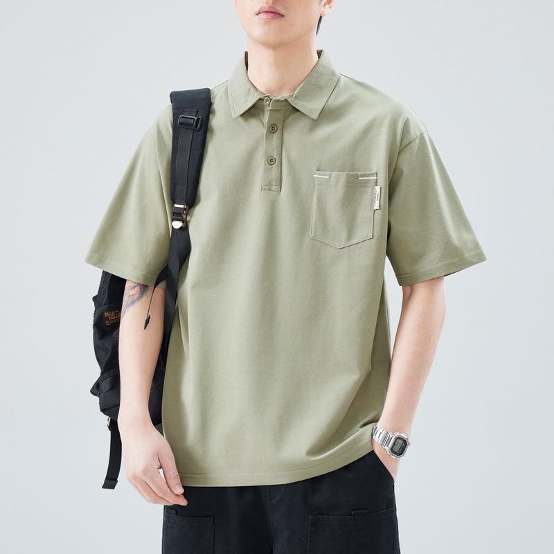 

Мужская летняя новая свободная футболка-поло с коротким рукавом, мужская тонкая футболка с коротким рукавом и лацканом 3XL