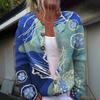 Womens Loose Knit Cardigan With Floral Print U-Neck Long Sleeve Sweater Christmas Casual Wear