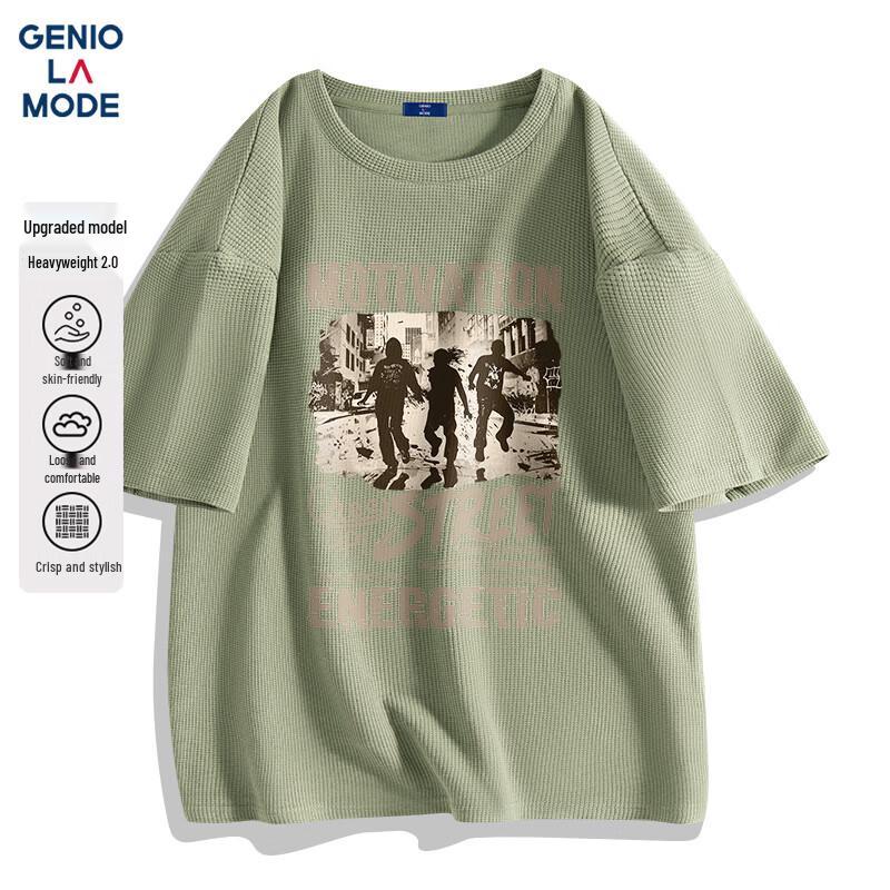 GENIOLAMODE Men s Waffle Knit Heavyweight T-Shirt 2XL