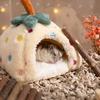 Comfortable Pet Sanctuary Plush Strawberry Hamster Bed, Soft Winter Warm Hideout, Cute Cozy Enclosed Cave Bed for Gerbil, Sugar Glider,