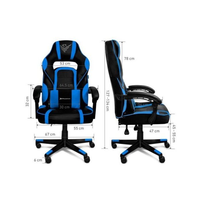 Silla Gaming - PHOENIX - Trophy - Noir/Bleu - Réglable en hauteur - Tela acolchada renforcée