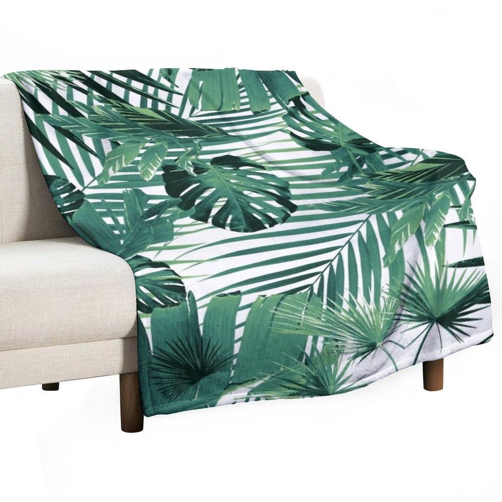 Tropical Jungle Leaves Siesta #5 #tropical #decor #art Throw Blanket Weighted Custom Thin Bed Fashionable Blankets