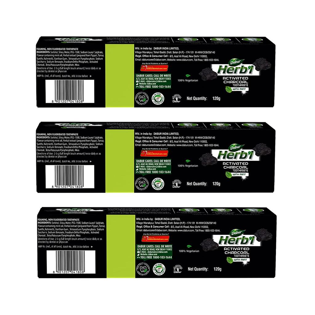 Dabur Herb’l Activated Charcoal & Mint (Black Gel) Pack of 360g (120g*3)