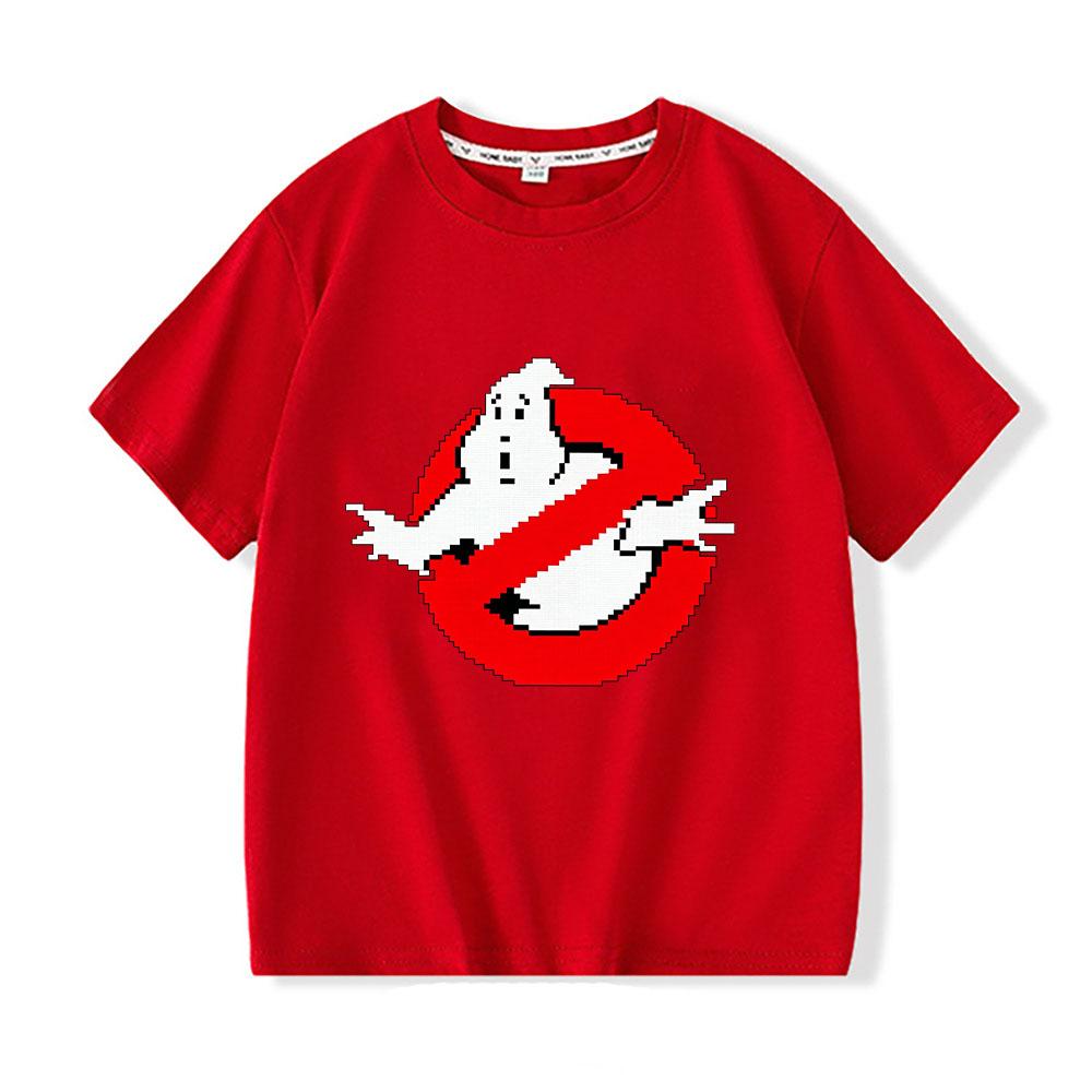 

100% Cotton Ghostbusters Cartoon Children s T-Shirt Print Tees 2-12Y Short Sleeve Boys Girls Casual O-neck Tops Toddler Summer 100 красный