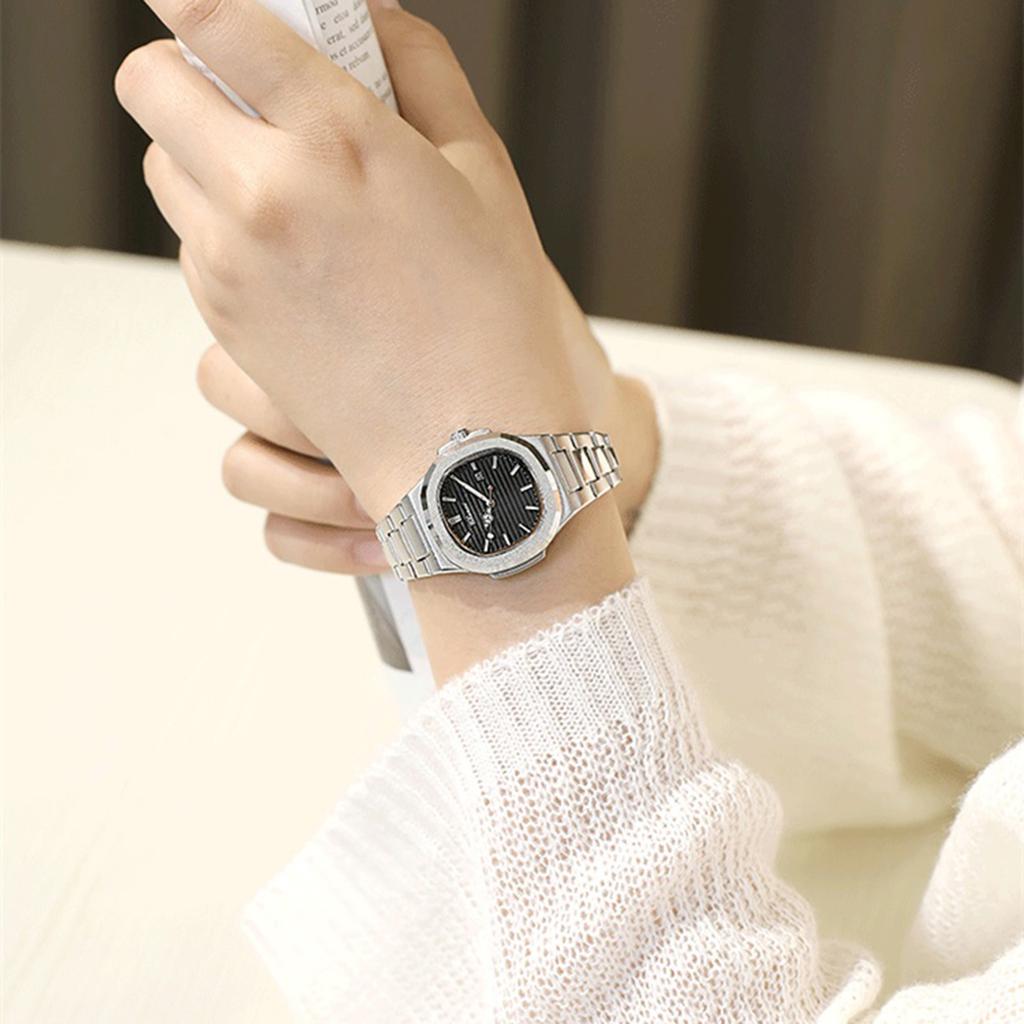Watches For Woman Fashion Date Luminous Quartz Watch Silver Stainless Steel Clock Women's Stainless Steel Watch Waterproof