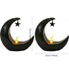 2 Pack Ramadan Moon LED Light - Black Crescent Moon Lamp with Star & Textured Battery Operated Night Light for Muslim Home Decor, Islamic Eid Gifts