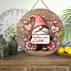 Valentine's Day Gnome "LOVE" Wooden Sign, Round Front Door Decor, Romantic Heart Wall Hanging - Ideal Valentine's Day Gift
