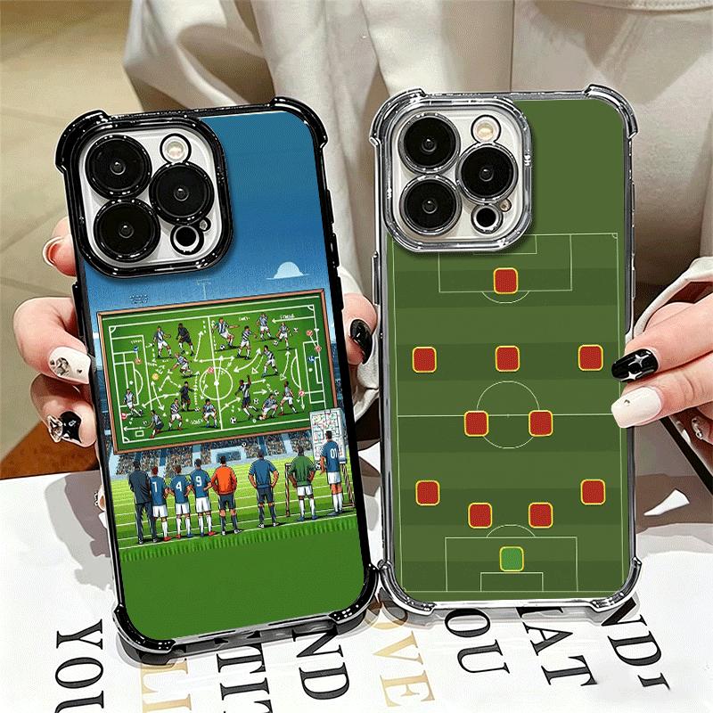 Football Soccer Tactics Time Plating Phone Case For Iphone 16 17 Pro Max Air 16E 14 15 Plus 12 13 Mini Anti-Fall Airabag Cover