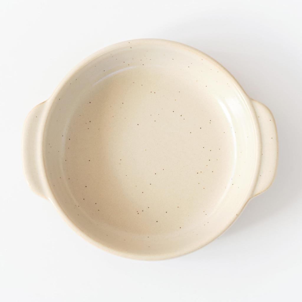 Santo Banko-yaki Gratin Dish, Large, 650ml Capacity, Heat-Resistant Ceramic, Oven, Microwave, Dishwasher, Stackable, Beige, Made in Japan