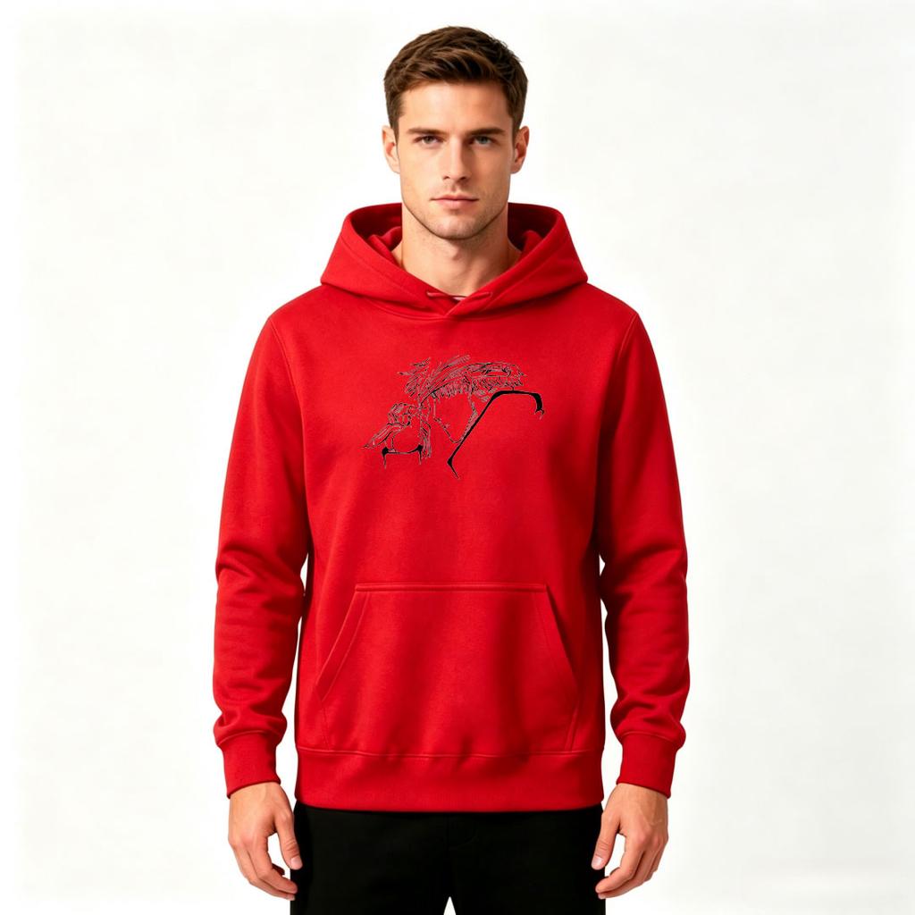 Men's Pullover Hoodie, Sketch Art Print Casual Long Sleeve Hooded Sweatshirt for Daily Wear