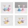 PVC Duck Figurine 4Pcs Mini Cartoon Figurines, Cute Polka-dot Pajamas Statues, Miniature Figures Macaron Animal Ornaments for Car Console Desktop