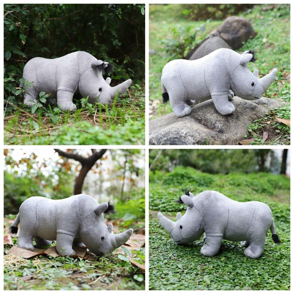 Soft Pillow Rhinoceros Plush Toy Wild Animals Stuffed Rhinoceros Doll  Kids Children