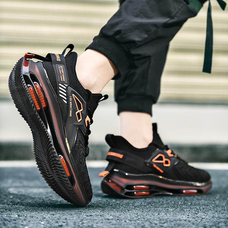 Men's Full Air Cushion Running Shoes Breathable Knit Non-slip Shock Absorbing Athletic Sneakers
