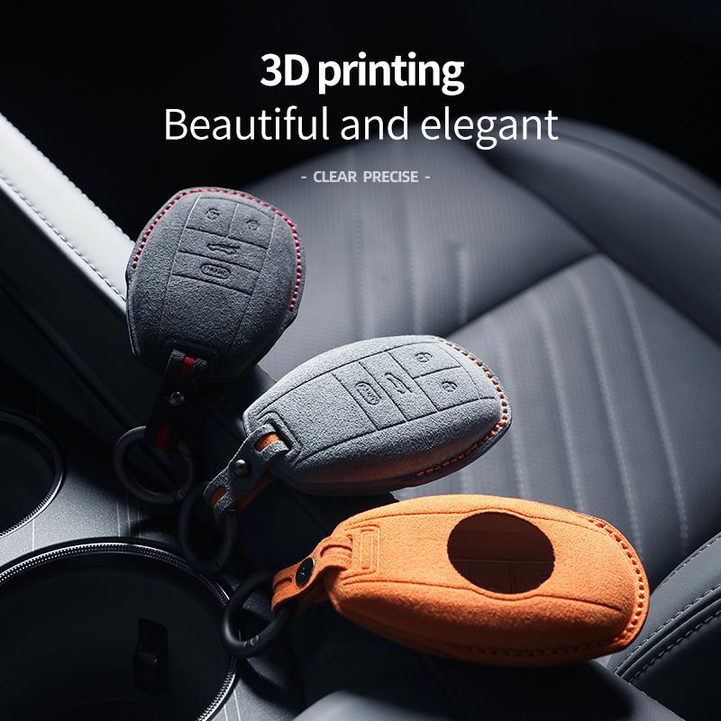 Alcantara Suede Car Key Fob Cover For Bentley Bentayga Continental Flying Spur Mulsanne Key Case Key Chains Ring Car Accessories