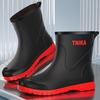 Rain shoes men's fashion medium tube bundle waterproof rain boots trendy and reflective non-slip men's rainy fishing waterproof rubber shoes