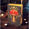 Grimoire Vintage Mushroom Leather Journal, Handmade Antique Deckle Edge Paper Spell Book of Shadows Journal for Gifts