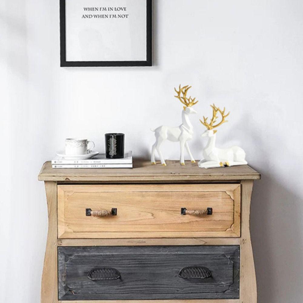 2Pcs Creative Deer Desktop Ornament Sitting/Standing Position Cute Christmas Deer Statue Exquisite Modern