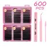 600Pcs Individual Eyelash Extensions Thick Fluffy 30D/100D Mix Length Diy Cluster Lashes For Easy Application And Removal