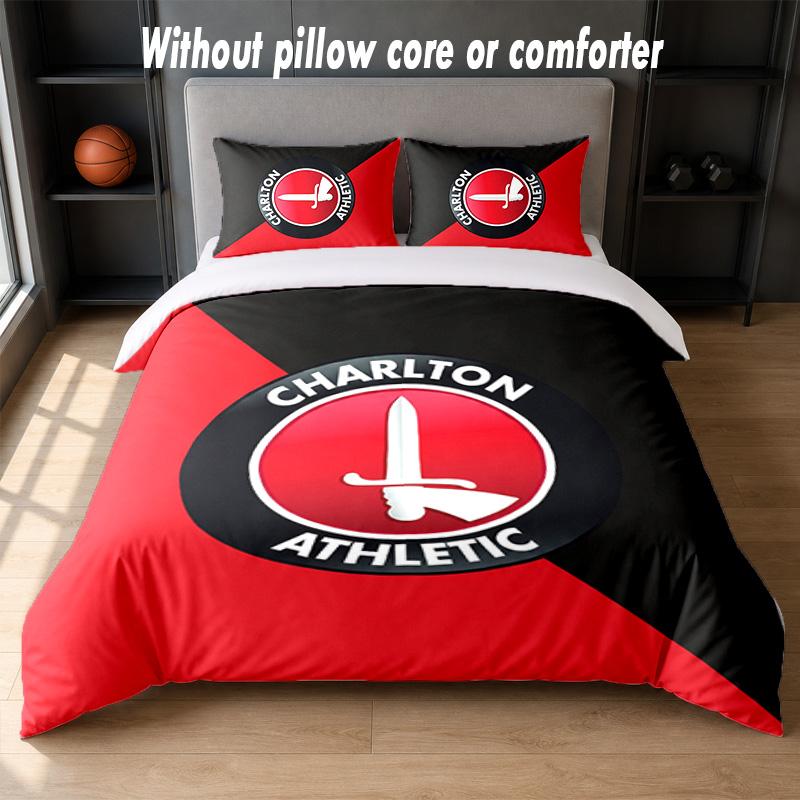 Charlton Athletic FC Design Bed Bedding Set 1 Duvet Cover + 2 Pillowcases Soft Breathable Household Bed Linens