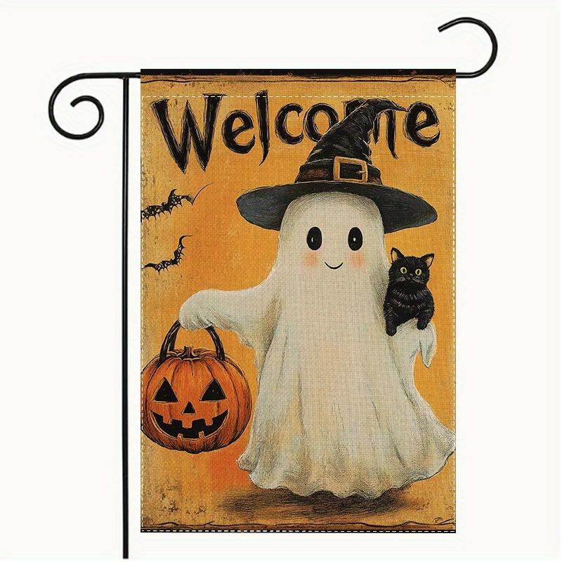 Halloween Pattern Garden Flag, Home Decoration, Outdoor Decoration, Yard Decoration, Holiday Decoration, 30.48x45.72cm Flagpole, Halloween Decoration