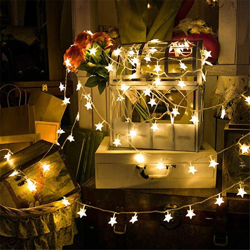 1.5m/3m/6m/10m LED Star String Lights Christmas Garland AA Battery Powered Wedding Party Curtain String Fairy Lamps For Home