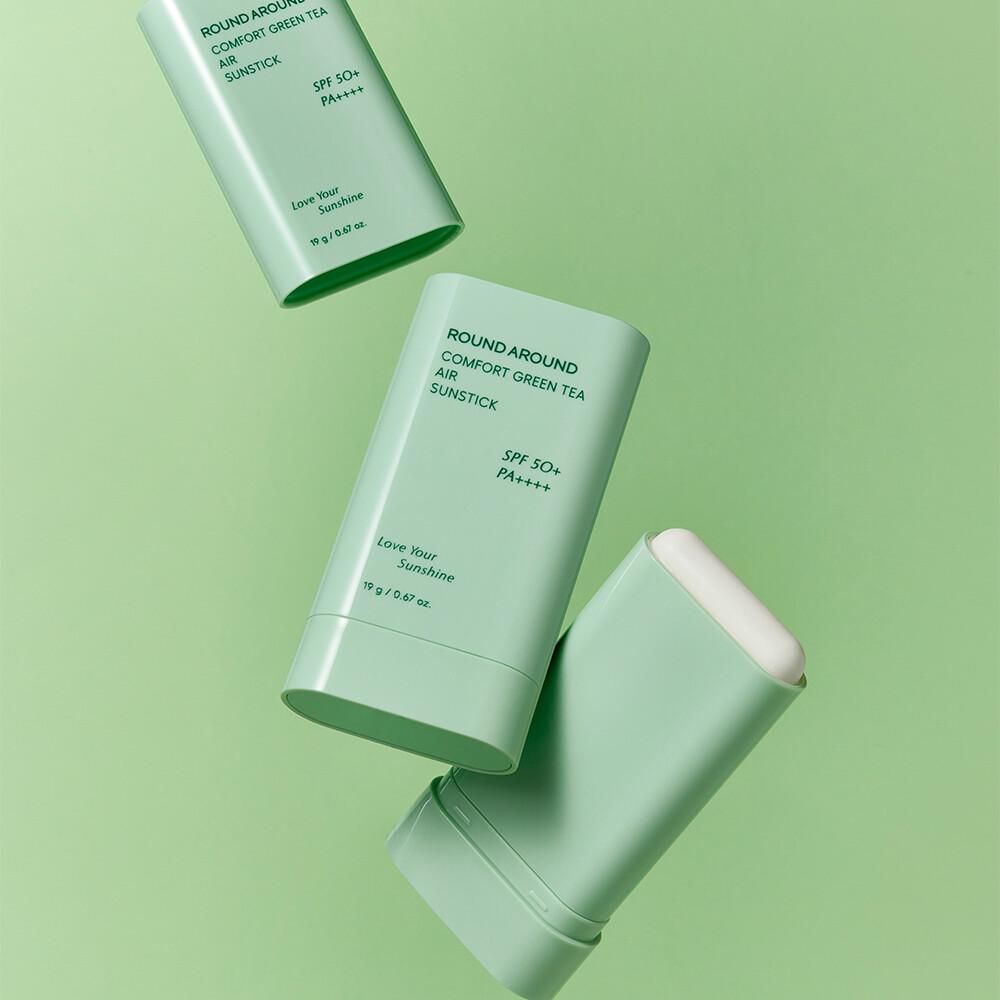 ROUND A'ROUND Coffret spécial Stick solaire Comfort Green Tea Air 19 g + Mousse nettoyante purifiante Comfort Green Tea 30 ml