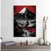 Japanische Naturlandschaft Bergtempel Leinwandbild Rote Schwarze Poster Vintage Kunst Wanddrucke für Zimmer Heimdekoration
