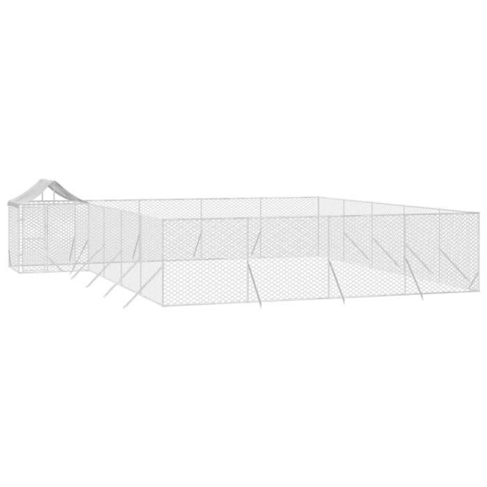 VidaXL Chenil d'extérieur pour chiens avec toit argenté 10x8x2,5 m 3190473