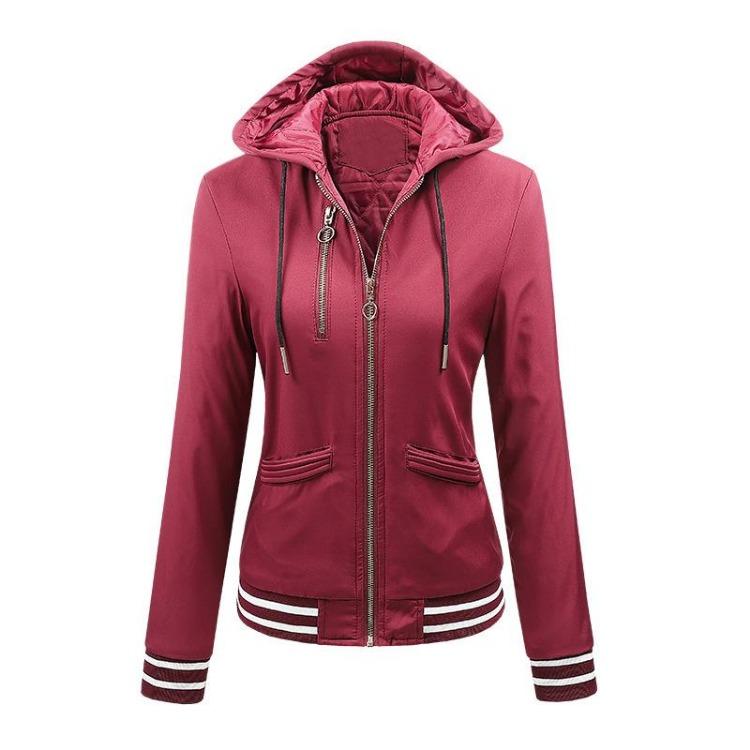 

Women s Winter Baseball Jersey Thickened Loose Stand Collar Zipper Flight Jacket Cotton Coat European American Style Autumn Fashion L красный
