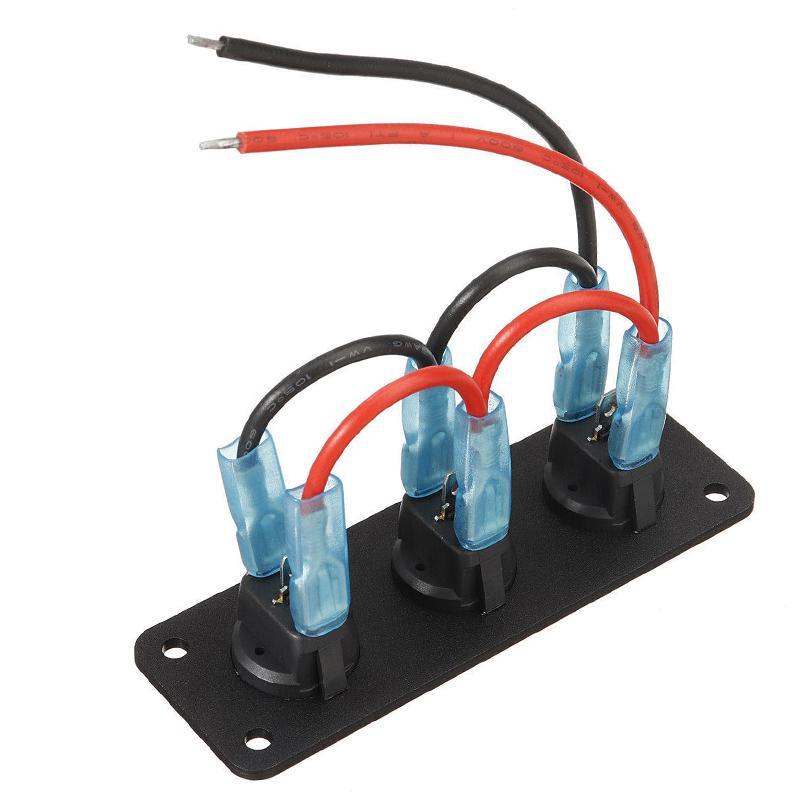 3Gang Blue LED 12V Toggle Rocker Switch Panel For Car Boat Marine RV Truck