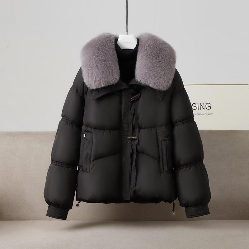 Fashion Big Fur Collar Down Cotton-padded Jacket Women's Winter Korean Loose Thick Warm Short Casual Parkas Female Outerwear