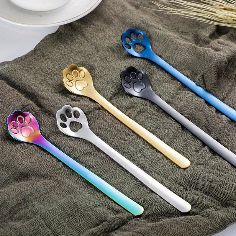 1PC Creative Cute Cat Claw Stainless Steel Spoon Hollow for Ice Cream Coffee Tea Dessert Spoon Kitchen Tableware Accessories