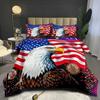 Unabhängigkeitstag Rot, Weiß und Blau Flagge Totem Adlerfeder Seide Baumwolle Steppdecke und Bettbezug Dreiteiliges Set