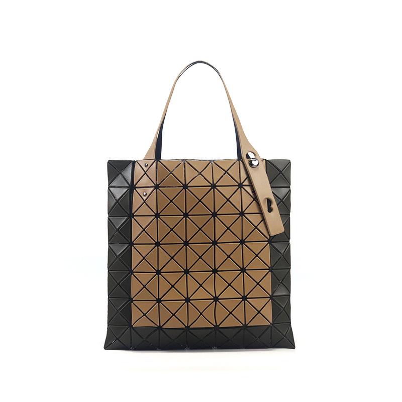 Colorblock Geometric PVC Women's Handbag - Double-Sided 7-Grid Small Diamond Tote with Underarm Design