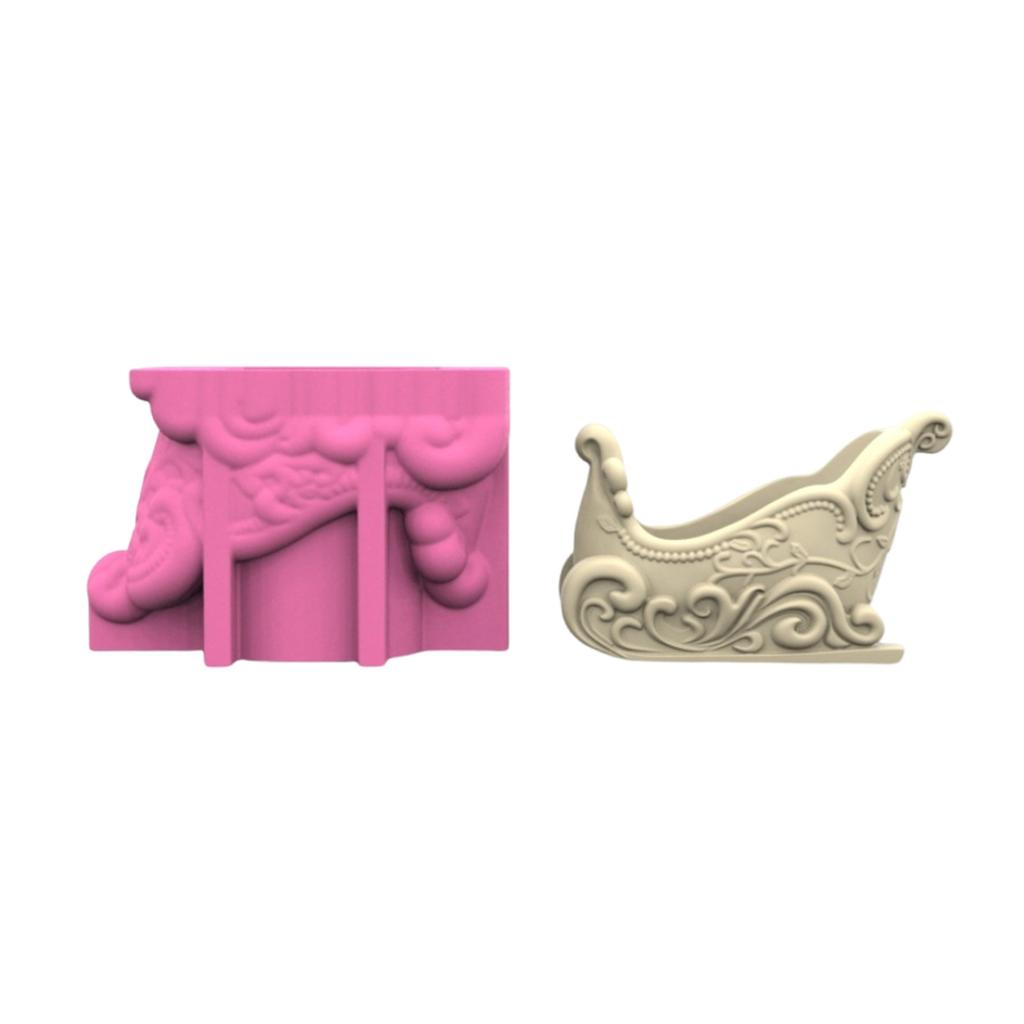 Silicone Planter Mold Christmas Sleigh Shape Flowerpot Mold Suitable for Crafting Detailed Succulent Planter and Vase