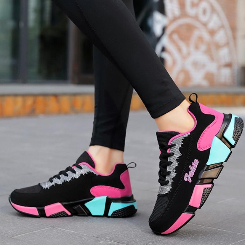 Breathable Mesh Women Sneakers Fashion Lace-up Casual Sports Shoes Non-slip Running Shoes Outdoor Trainers Size 33-40