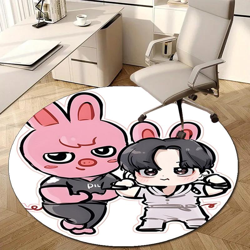1pc Kpop Team7 Design Printed Area Round Carpet for Bedroom Living Room Home Decor Rugs Mat Non Slip Mat Rug for Bedside