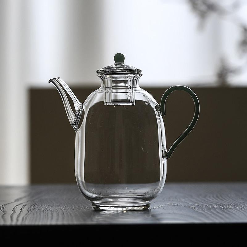 Transparent Glass Cold Water Pot High Boron Silicon Heat-resistant High Temperature Heatable Green Tea Teapot Coffee Pot Teaware