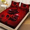 1pc Fitted Sheet Romantic Red Rose Printed 100% Polyester Breathable Bedding Set for Home Bedroom Decor Without Pillowcase