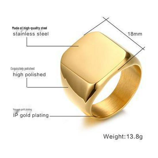 

Men s Creative Square Glass Rhinestone Titanium Steel Ring - European and American Style R-495 Size 12