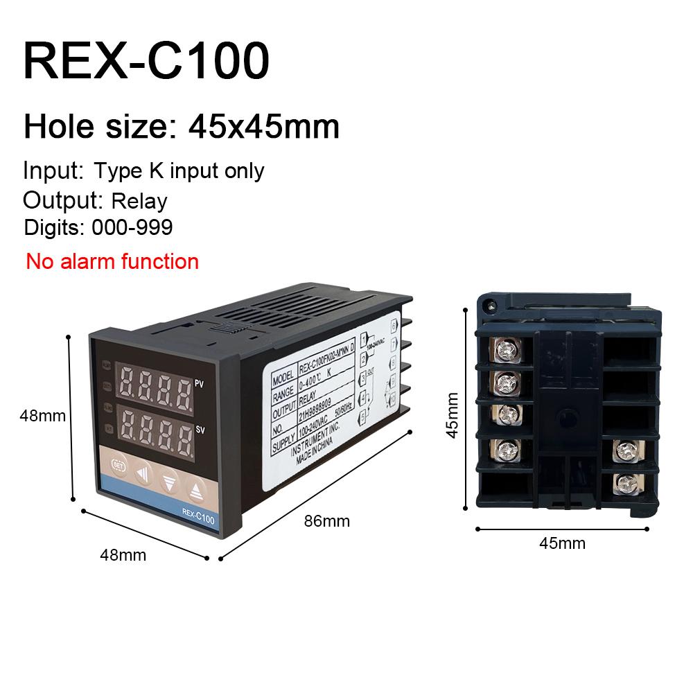 REX-C100 Digital Temperature Controller Thermostat Relay Output + K Type Thermocouple Sensor 48 X 48