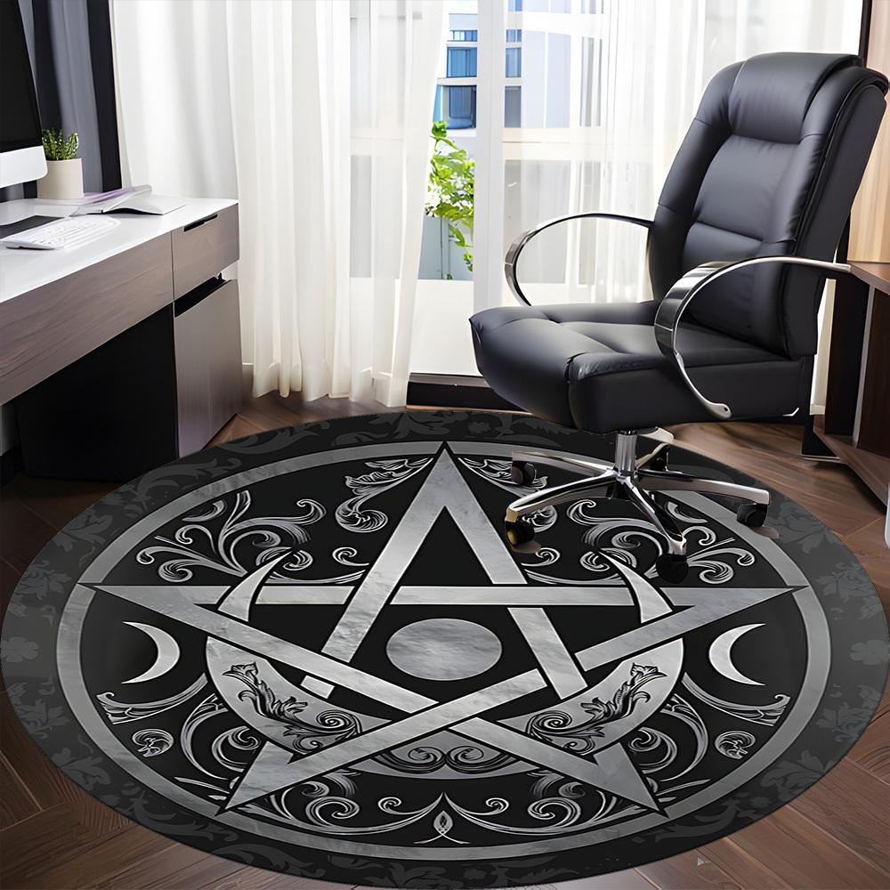 1PC Witchcraft Symbol Office Round Area Rug, Mat Suitable For Office, Under Office Chairs Bedroom Living Room Home Decor, Room Deco